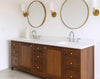 84” Walnut Double Sink Vanity – Mid Century Modern Bathroom Cabinet
