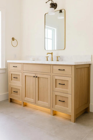 55” Oak Shaker Inset Style Single Sink Vanity | Made in USA
