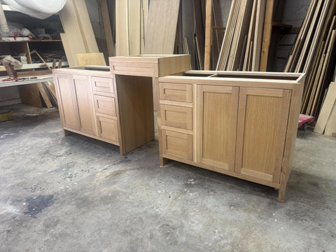 110” 3 Piece Shaker Style Double Sink and Makeup Vanity | Made to Order | Handcrafted