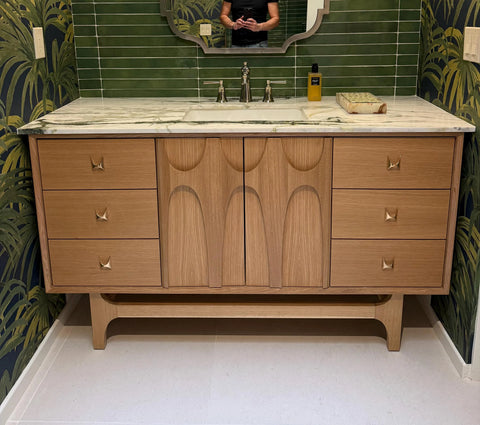 60" White Oak Brasilia Single Sink Vanity | 6 Drawers