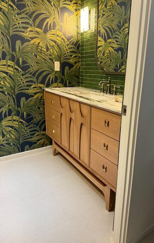 60" White Oak Brasilia Single Sink Vanity | 6 Drawers