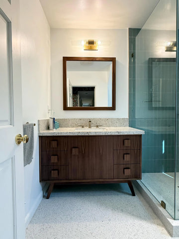 50” Walnut Cubist Vanity – Mid Century Modern Bathroom Cabinet
