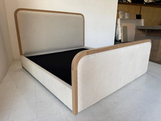 Solid White Oak Upholstered Platform Bed Frame | Modern Handmade Design