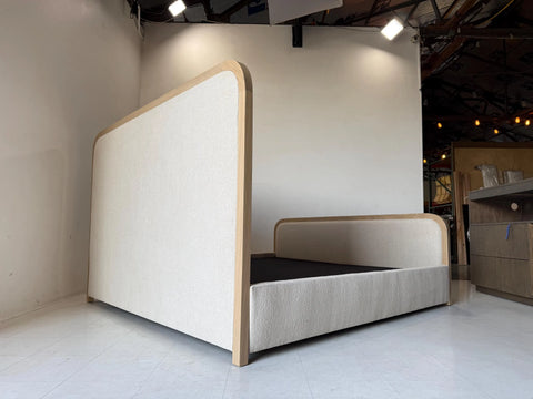 Solid White Oak Upholstered Platform Bed Frame | Modern Handmade Design