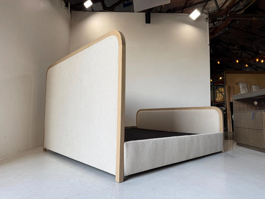 Solid White Oak Upholstered Platform Bed Frame | Modern Handmade Design