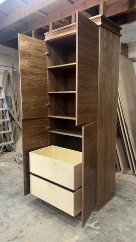 36" Modern Walnut Linen Cabinet Tower | Made In U.S.A
