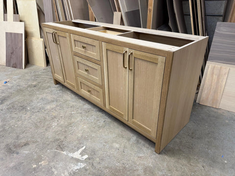 6ft Rift White Oak Inset Shaker Double Sink Vanity | Custom