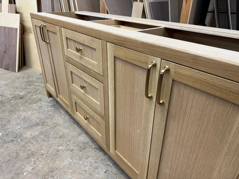 6ft Rift White Oak Inset Shaker Double Sink Vanity | Custom