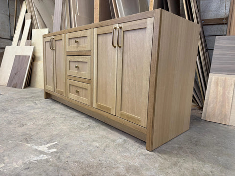 6ft Rift White Oak Inset Shaker Double Sink Vanity | Custom