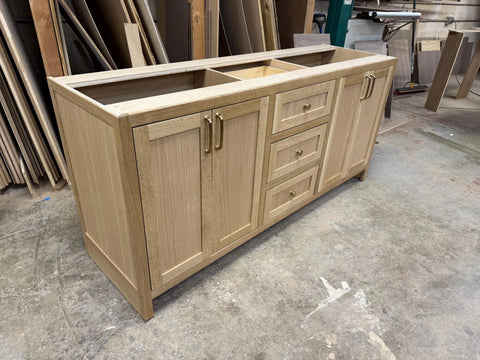 6ft Rift White Oak Inset Shaker Double Sink Vanity | Custom