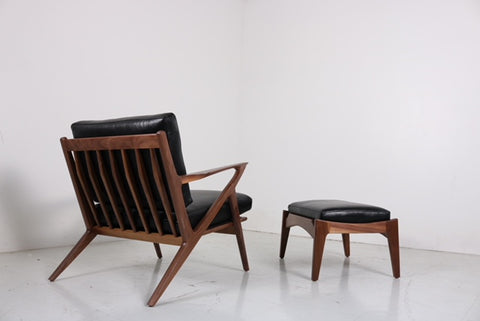 Custom Walnut "Z" Chair  (Ottoman Upgrade )