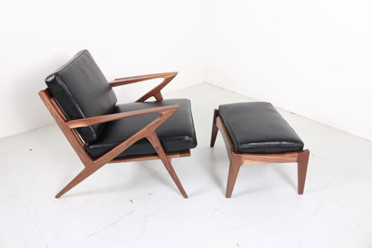 Custom Walnut "Z" Chair  (Ottoman Upgrade )