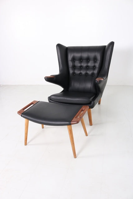 Hans Wegner Papa Bear Style Chair and Ottoman