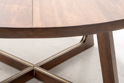 Hand Crafted Walnut and Brass Dining Table