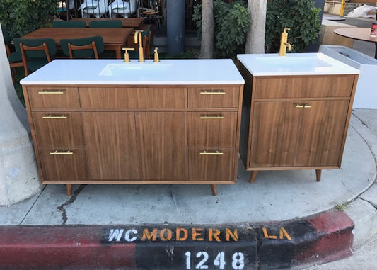 60" Custom Walnut & Brass Vanity