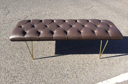 CUSTOM BRASS/LEATHER BENCH