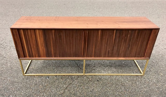 72" CUSTOM TAMBOUR CREDENZA- BRASS BASE