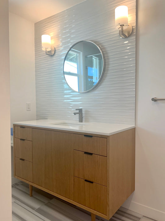 55" White Oak Bathroom Vanity
