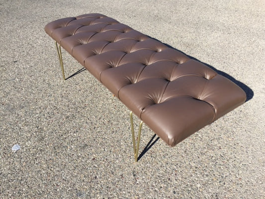 CUSTOM BRASS/LEATHER BENCH