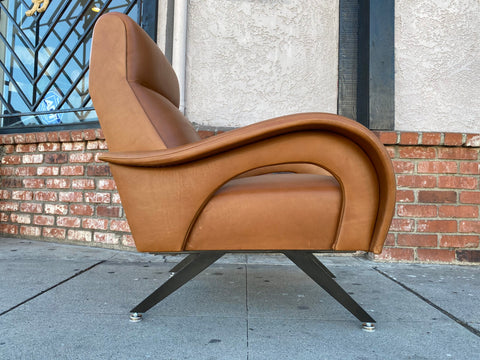 Custom “Zanuso” Leather Lounge Chair