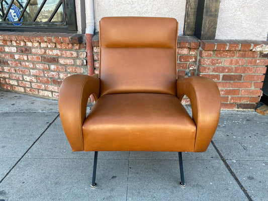 Custom “Zanuso” Leather Lounge Chair