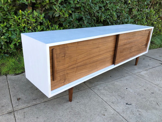 72" Custom Lacquered "Streamline" Walnut Credenza