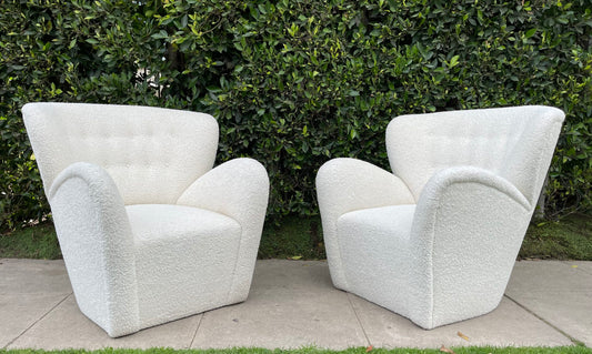 Custom "Wing" Lounge Chairs / Pair