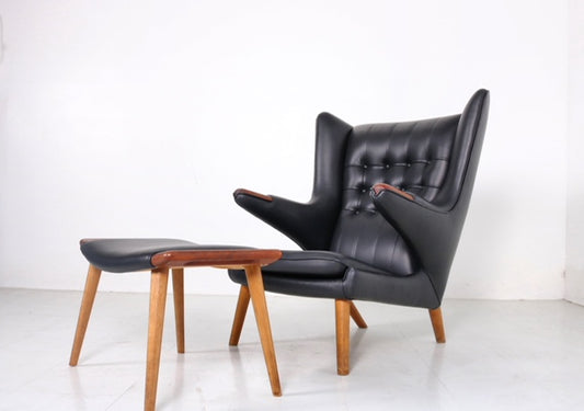 Hans Wegner Papa Bear Style Chair and Ottoman