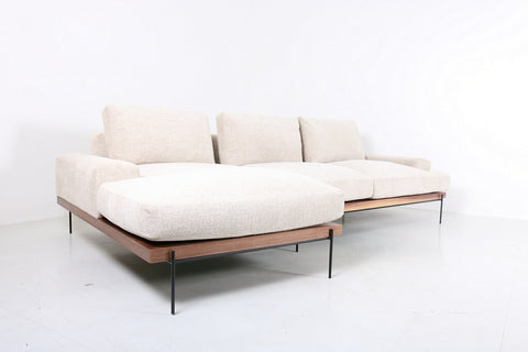 Custom "Wood-Rail" Sofa with Chaise