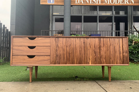 84" Custom Walnut Tambour Credenza