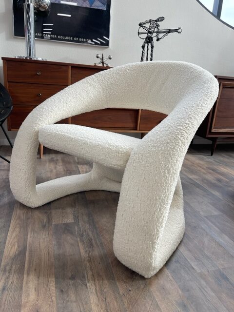 Post Modern Ribbon Style Chairs in Boucle (2)