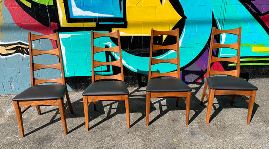 4 Mid century ladder dining  chairs