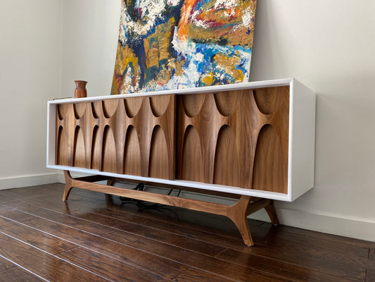 72" Mid Century "Brasilia" Style - White Lacquered