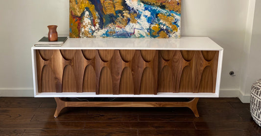 72" Mid Century "Brasilia" Style - White Lacquered
