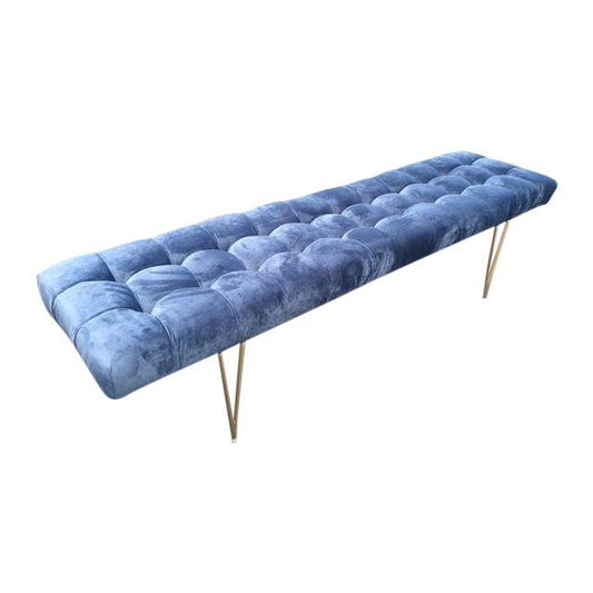 HOLLYWOOD REGENCY BRASS TUFTED BENCH