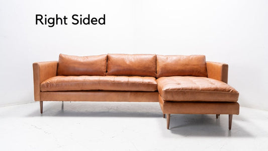 Custom "Sully" Sofa Chaise Feather Wrapped Your Choice of Leather