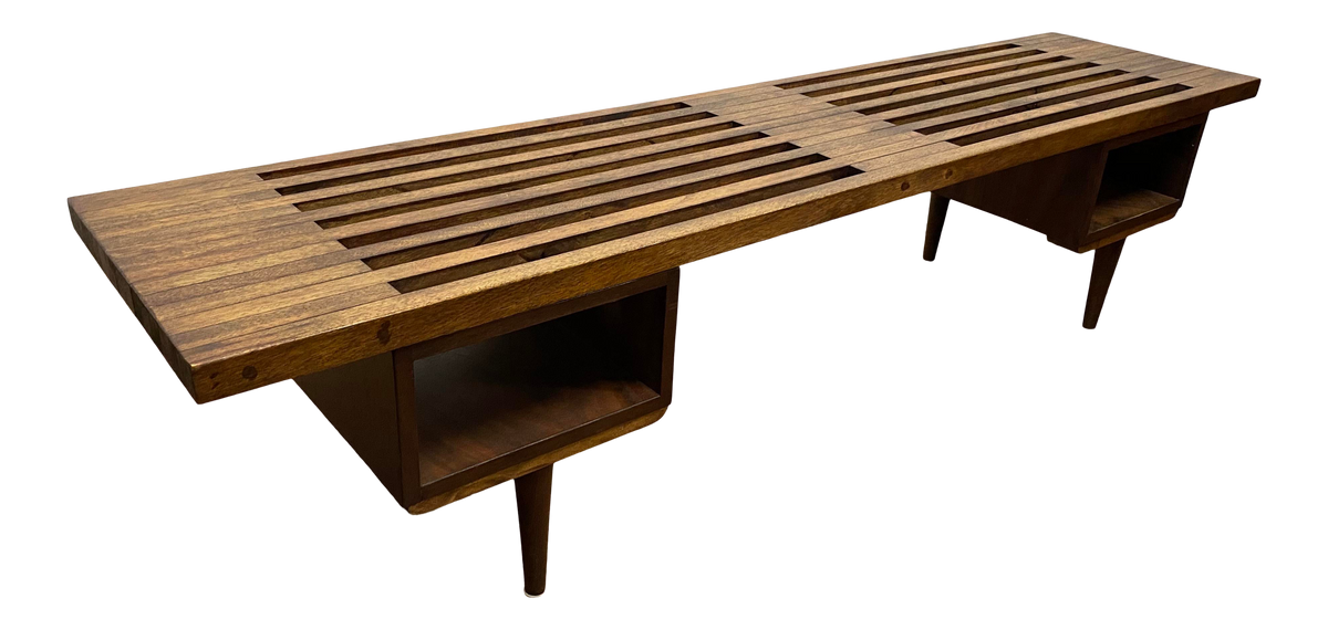 Mid Bench Table Mid Century Style Slatted Bench Table – West Coast Modern L.A