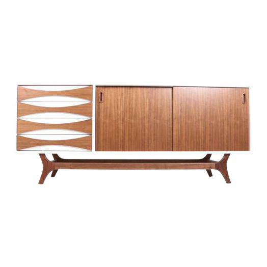 72" CUSTOM "BOWTIE" CREDENZA -WHITE LACQUERED