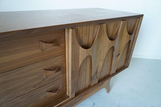 72" Mid Century "Brasilia" Style Walnut Credenza