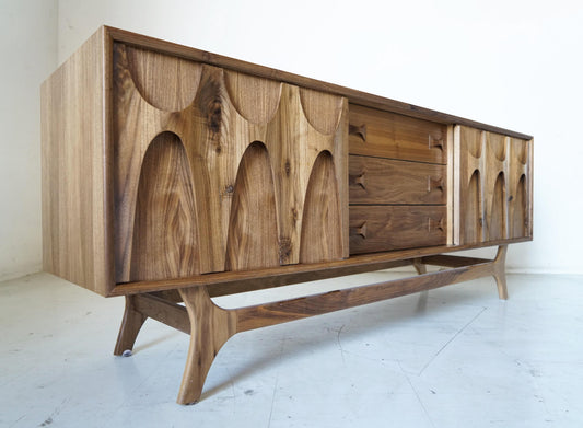 72" Mid Century "Brasilia" Style Walnut Credenza